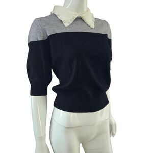 Laundry By Shelli Segal Black and Gray Colorblock Sweater